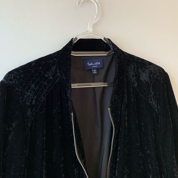 Splendid Black Crush Velvet Bomber Zip Up Jacket L - Picture 6 of 10